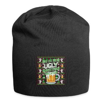 Ugly Christmas Sweater Weihnachten Xmas Santa Bier - Jersey-Beanie - Schwarz - Vorne