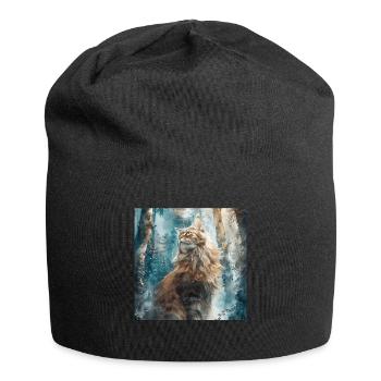 Katze - Jersey-Beanie - Schwarz - Vorne