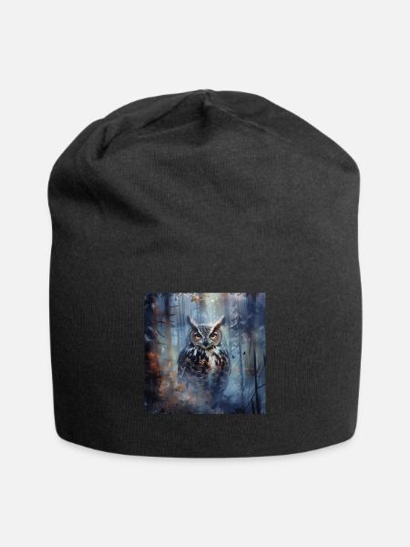 Eule - Jersey-Beanie - Schwarz