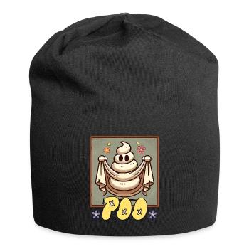 Lustiges Kackhaufen Gespenst Poo Anstatt Boo - Jersey-Beanie - Schwarz - Vorne