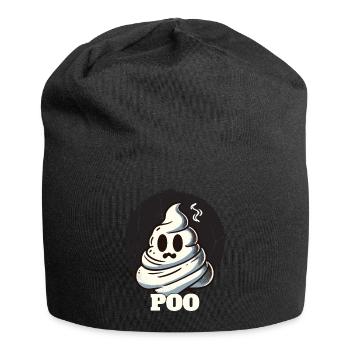 Funny poop pile ghost poo instead of boo - Jersey Beanie - black - Front