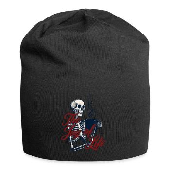 Unheimliche Verkleidung Lustiger Kaffeeliebhaber - Jersey-Beanie - Schwarz - Vorne