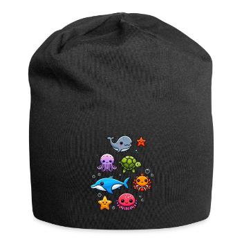 Colorful sea creatures for kids Sea creatures - Jersey Beanie - black - Front
