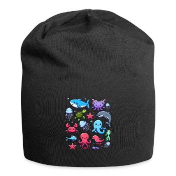 Colorful sea creatures for kids Sea creatures - Jersey Beanie - black - Front