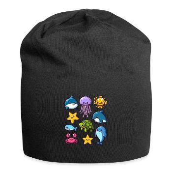 Colorful sea creatures for kids Sea creatures - Jersey Beanie - black - Front