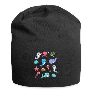 Colorful sea creatures for kids Sea creatures - Jersey Beanie - black - Front