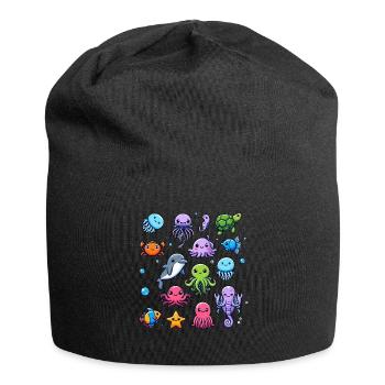 Colorful sea creatures for kids Sea creatures - Jersey Beanie - black - Front