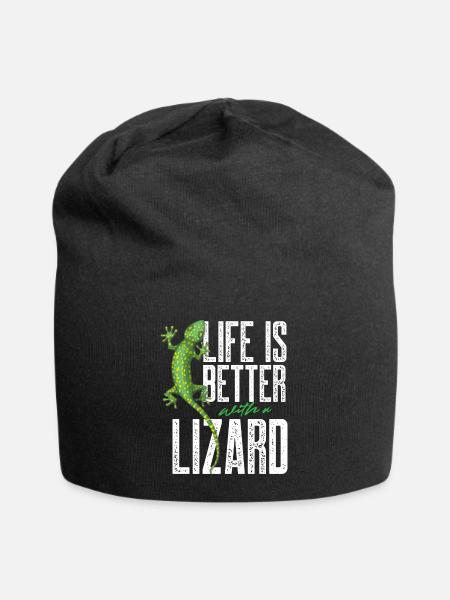 life is better with a lizard Design for a lizard - Jersey-Beanie - Schwarz