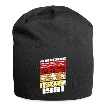 44 Jahre alt Jahrgang 1981 Geburtstag - Jersey-Beanie - Schwarz - Vorne