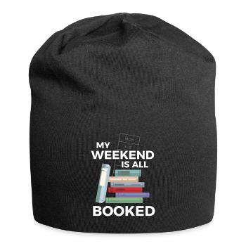 Weekend Is Booked Bücher Buch Lesen - Jersey-Beanie - Schwarz - Vorne