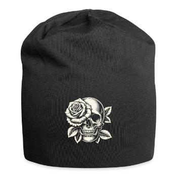 Skeleton Skull Rose Retro Rose Lover Graphic - Jersey Beanie - black - Front