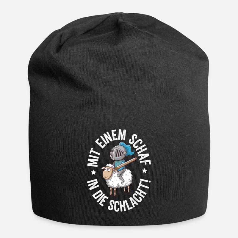 Schaf Spruch Siedler - Jersey-Beanie - Schwarz