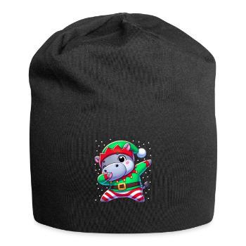Christmas Hippo Elf Funny Hippo Lover - Jersey Beanie - black - Front
