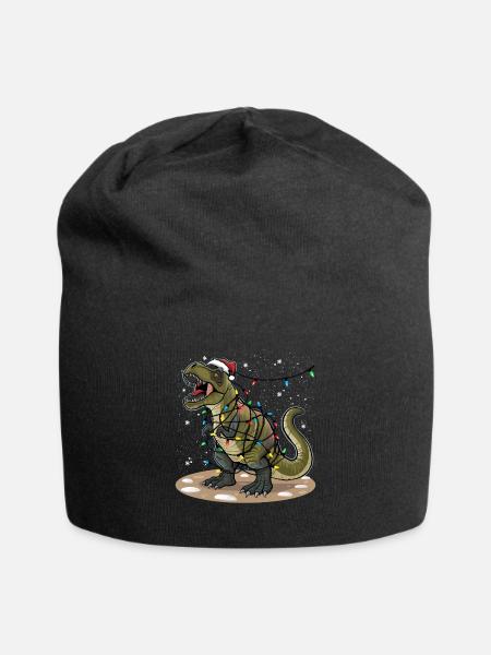 Dinosaur Christmas Light Christmas Christmas - Jersey Beanie - black