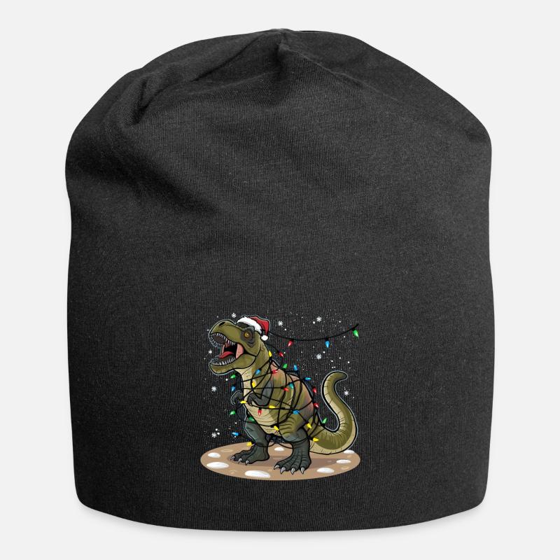 Dinosaur Christmas Light Christmas Christmas - Jersey Beanie - black