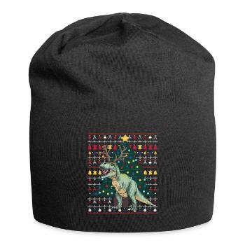 Dinosaurier Trex T-Rex Christmas Weihnachten Xmas - Jersey-Beanie - Schwarz - Vorne