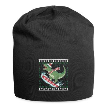 Dinosaurier Trex T-Rex Christmas Weihnachten Xmas - Jersey-Beanie - Schwarz - Vorne