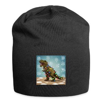 Dinosaurier Trex T-Rex Christmas Weihnachten Xmas - Jersey-Beanie - Schwarz - Vorne