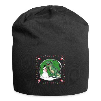 Dinosaurier Trex T-Rex Christmas Weihnachten Xmas - Jersey-Beanie - Schwarz - Vorne