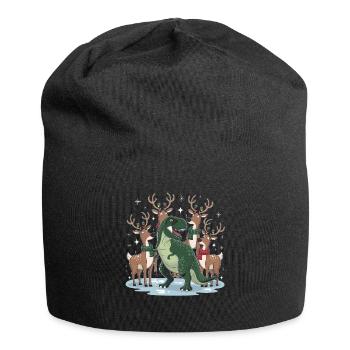 Dinosaurier Trex T-Rex Christmas Weihnachten Xmas - Jersey-Beanie - Schwarz - Vorne