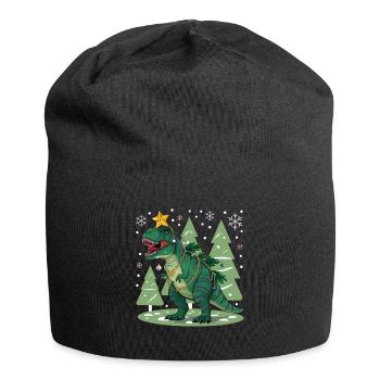 Dinosaurier Trex T-Rex Christmas Weihnachten Xmas - Jersey-Beanie - Schwarz - Vorne
