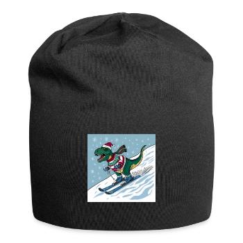 Dinosaurier Trex T-Rex Christmas Weihnachten Xmas - Jersey-Beanie - Schwarz - Vorne