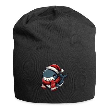 Baleine joyeuse avec chapeau et écharpe de Père Noël - Bonnet en jersey - noir - Devant