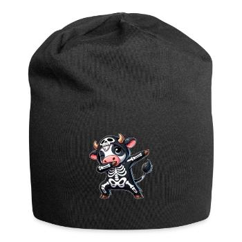 Halloween Skeleton Cute Cow Men Women - Jersey Beanie - black - Front