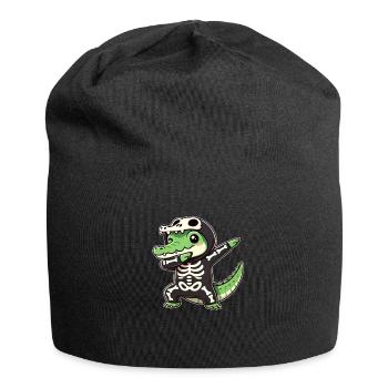 Halloween Skeleton Cute Crocodile Men - Jersey Beanie - black - Front