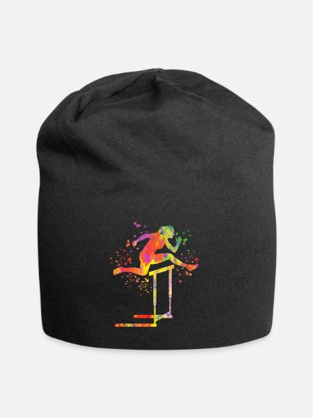 Hürdenlauf Hindernislauf Kinder Hürdenlauf - Jersey-Beanie - Schwarz