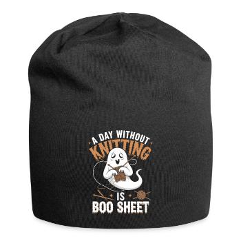A Day Without Knitting Is Boo Sheet Ghost - Jersey-Beanie - Schwarz - Vorne