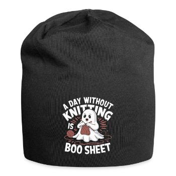 A Day Without Knitting Is Boo Sheet Ghost - Jersey-Beanie - Schwarz - Vorne