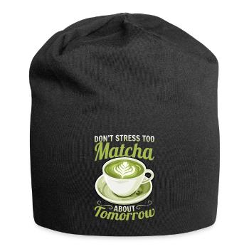 Matcha Green Tea Latte Don't Stress Too Matcha - Jersey-Beanie - Schwarz - Vorne