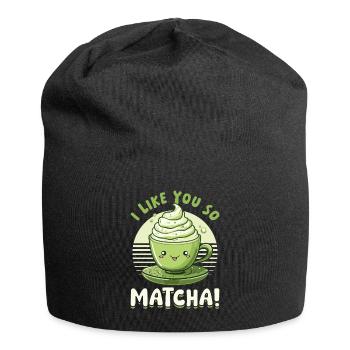 Matcha Green Latte Boba I Like You So Matcha! - Jersey-Beanie - Schwarz - Vorne