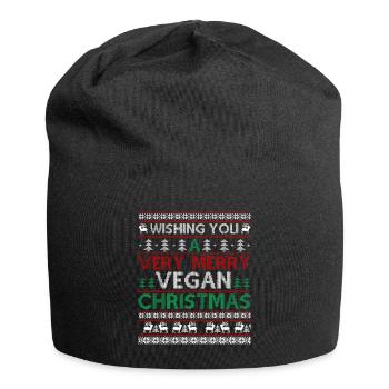 Wishing You A Very Merry Vegan Christmas - Jersey Beanie - black - Front