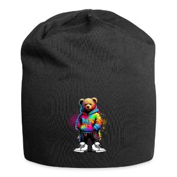 Hip Hop Teddybär Bunte Urban Rap Music - Jersey-Beanie - Schwarz - Vorne