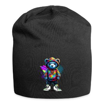 Hip Hop Teddybär Bunte Urban Rap Music - Jersey-Beanie - Schwarz - Vorne