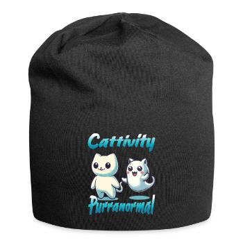 Tenue drôle d’Halloween avec des chats fantômes mignons - Bonnet en jersey - noir - Devant
