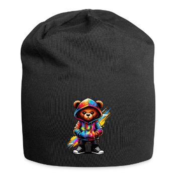 Hip Hop Teddybär Bunte Urban Rap Music - Jersey-Beanie - Schwarz - Vorne