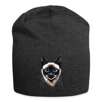 Siamkatze Siam Katze Siamese Cat Siamesen Katzen - Jersey-Beanie - Anthrazit - Vorne