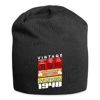 77 ans Millésime 1948 femme & homme Anniversaire - Bonnet en jersey - noir - Devant