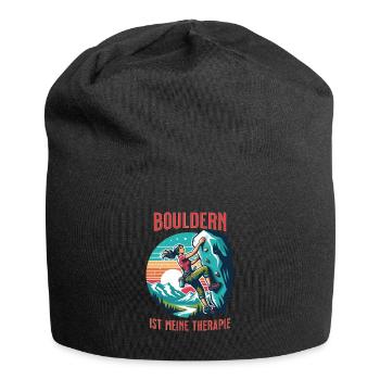 Bouldern ist meine Therapie - Boulderin Geschenk - Jersey-Beanie - Schwarz - Vorne