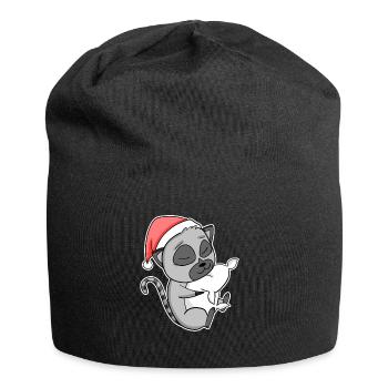 Lemuren Niedlich Müde Ausschlafen Weihnachten - Jersey-Beanie - Schwarz - Vorne