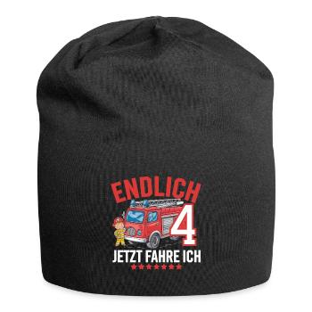 Endlich 4 Jetzt Fahre Ich Feuerwehr - Jersey-Beanie - Schwarz - Vorne
