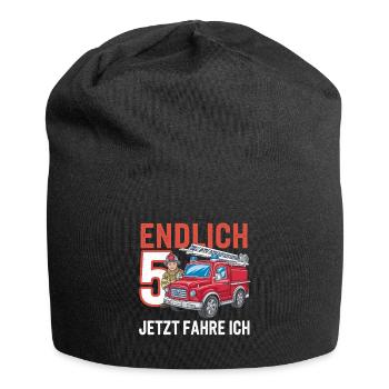 Endlich 5 Jetzt Fahre Ich Feuerwehr - Jersey-Beanie - Schwarz - Vorne