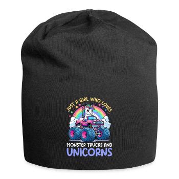 Monster Truck Unicorn Birthday Party Girl - Jersey Beanie - black - Front