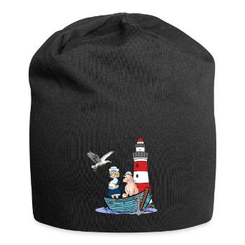 Girl Lighthouse Maritime Boat Sheep Seagull Child - Jersey Beanie - black - Front