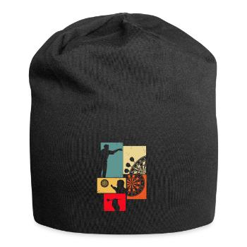 Dart Geschenk Dartboard Dartspieler Bullseye - Jersey-Beanie - Schwarz - Vorne