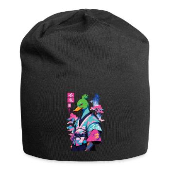 Samurai Ente Im Aesthetic Vaporwave Stil - Jersey-Beanie - Schwarz - Vorne