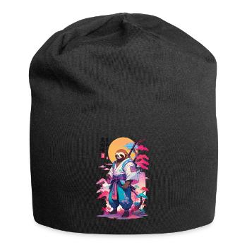 Samurai Faultier Aesthetic Vaporwave Stil - Jersey-Beanie - Schwarz - Vorne
